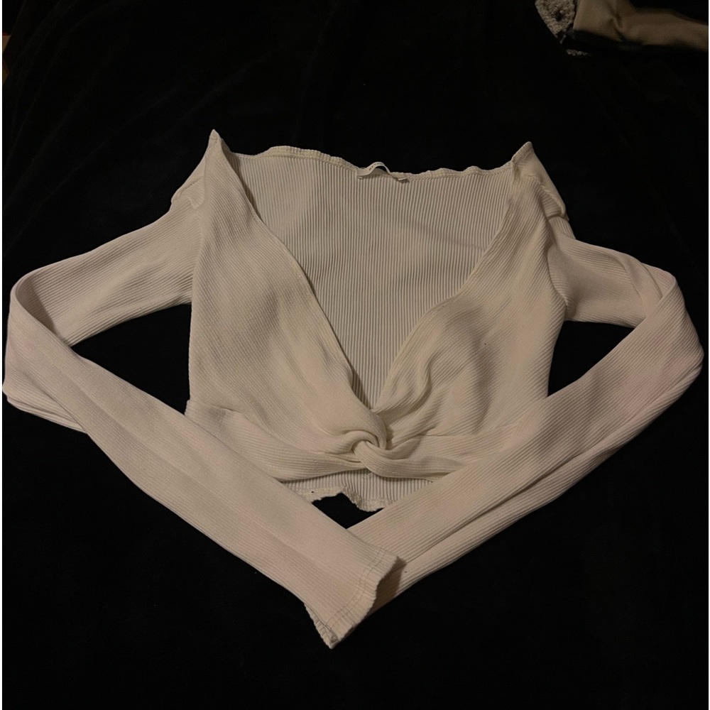 White twist crop top
